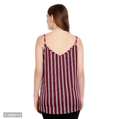 Elegant Red Crepe Striped Regular Length Top For Women-thumb4