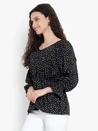 Elegant Black Georgette Printed Regular Length Top For Women-thumb1