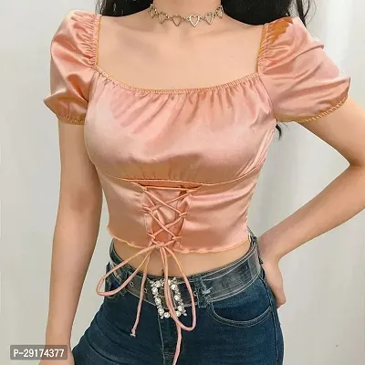 Pyramid Fashion Casual Solid Women Pink Top