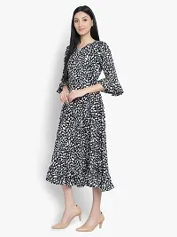 Stylish Black Crepe Printed A-Line Dress For Women-thumb1