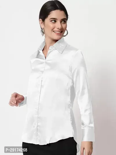 Pyramid Fashions Women Solid Casual White Shirt-thumb2