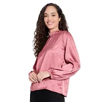 Elegant Pink Satin Solid Regular Length Top For Women-thumb2