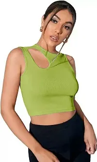 Pyramid Fashions Casual Solid Women Light Green Top-thumb2