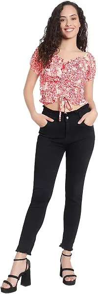 Pyramid Fashions Casual Floral Print Women Red White Top-thumb4