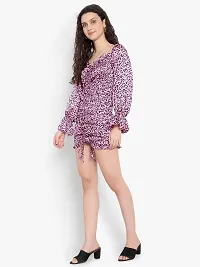 Stylish Purple Satin Printed A-Line Dress For Women-thumb1