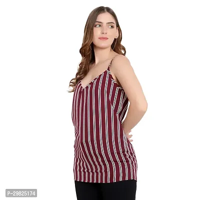 Elegant Red Crepe Striped Regular Length Top For Women-thumb2