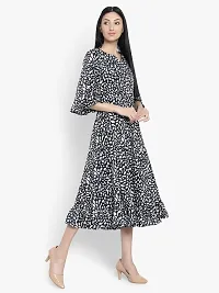 Stylish Black Crepe Printed A-Line Dress For Women-thumb2