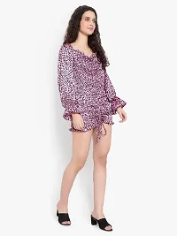 Stylish Purple Satin Printed A-Line Dress For Women-thumb2