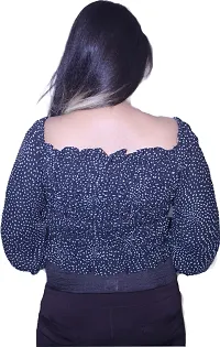 Pyramid Fashion Casual Polka Print Women Black Top-thumb1