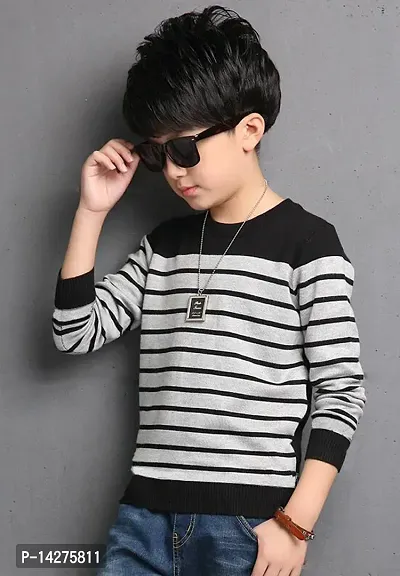 Stylish Cotton Multicoloured Printed Round Neck Long Sleeves T-shirt For Boys