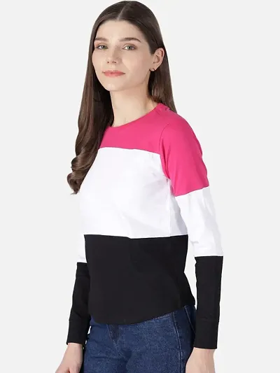 Solid Color Blocked Full Sleeve T-Shirt