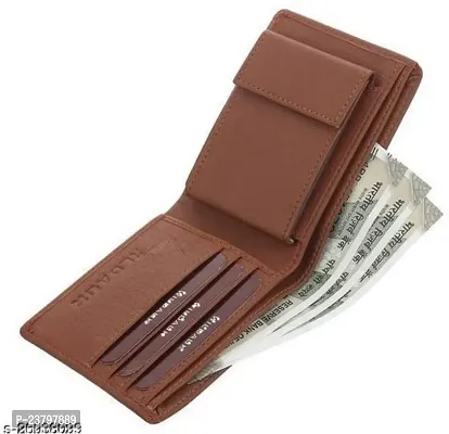 Designer Brown Artificial Leather Solid Two Fold Wallet For Men-thumb0