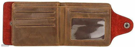 Designer Brown Artificial Leather Solid Two Fold Wallet For Men