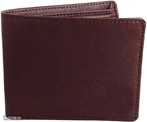 Designer Brown Artificial Leather Solid Two Fold Wallet For Men