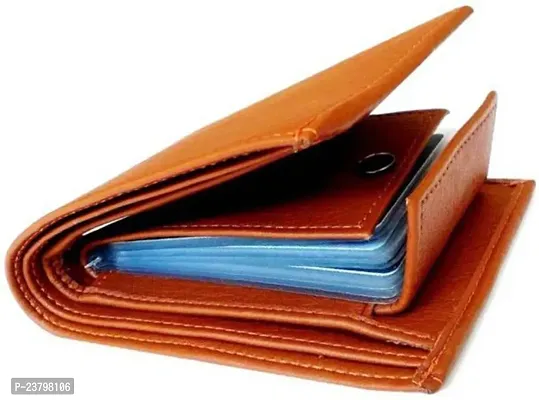Designer Tan Artificial Leather Solid Two Fold Wallet For Men-thumb0