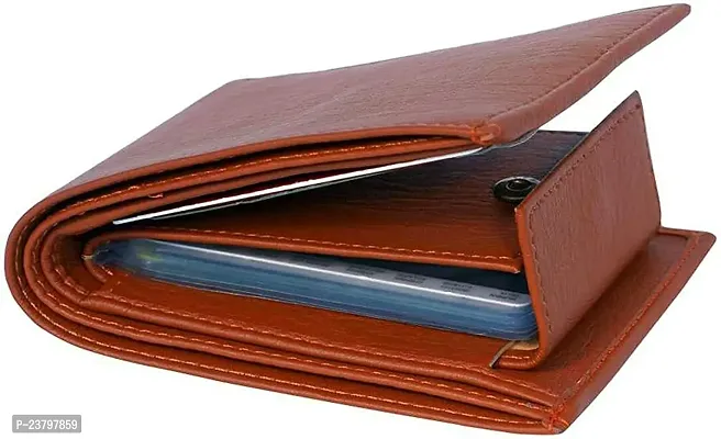 Designer Tan Artificial Leather Solid Two Fold Wallet For Men-thumb0