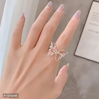 Vembley Lavish Designer Pink Crystal Butterfly Ring-thumb5