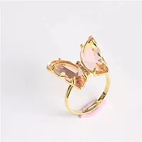 Vembley Lavish Designer Pink Crystal Butterfly Ring-thumb3