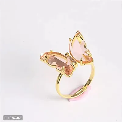 Vembley Lavish Designer Pink Crystal Butterfly Ring-thumb4