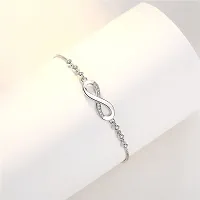 Vembley Fashion Silver Plated Infinity Slide Closure Bracelet for Women and Girls-thumb3