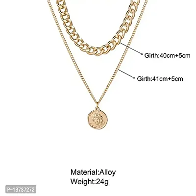 Vembley Charming Gold Plated Double Layered Vintage Coin Pendant Necklace for Women and Girls-thumb5