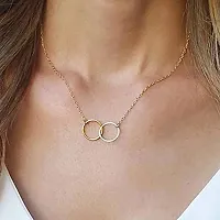 Vembley Stunning Gold Plated Double Circle Ring Pendant Necklace for Women and Girl-thumb1
