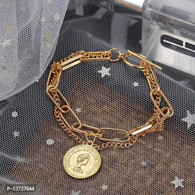 Vembley Fashion Gold Plated Hip Hop Cuban Coin Charm Bracelet For Women And Girls-thumb4
