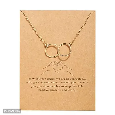 Vembley Stunning Gold Plated Double Circle Ring Pendant Necklace for Women and Girl