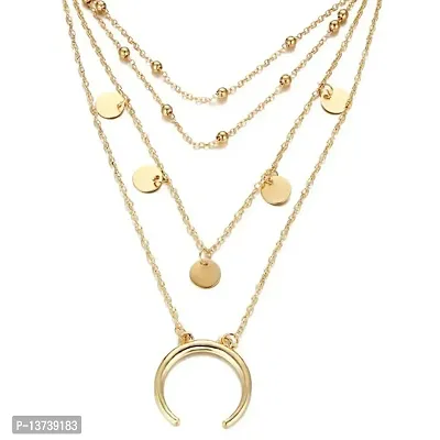 Vembley Double Layered U-Shape and Stud Pendant Necklace For Girls And Women