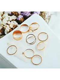 Vembley Gold Plated 9 Piece Multi Designs Ring Set For Women and Girls.-thumb2