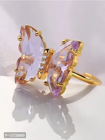 Vembley Gold Plated Purple Crystal butterfly Ring Set-thumb4