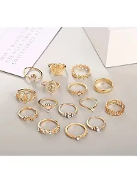 Vembley Gold Plated 15 Piece Multi Design Ring Set For Women and Girls.-thumb4