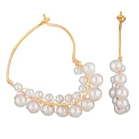 Women's Golden Beads Alloy Hoop Earrings-thumb2
