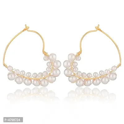 Women's Golden Beads Alloy Hoop Earrings