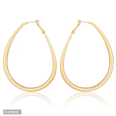Women's Golden Beads Alloy Hoop Earrings-thumb0