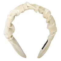 Women's White Plastic White Velvet Hairband-thumb2