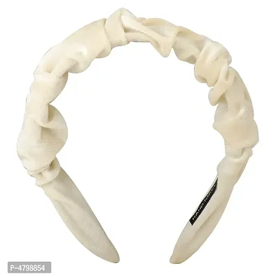 Women's White Plastic White Velvet Hairband-thumb3