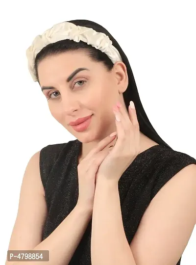 Women's White Plastic White Velvet Hairband-thumb5