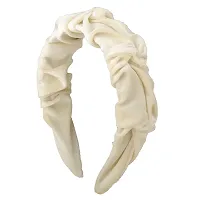 Women's White Plastic White Velvet Hairband-thumb1