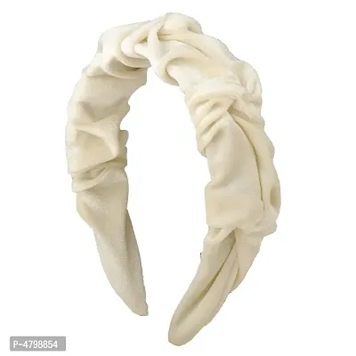 Women's White Plastic White Velvet Hairband-thumb2