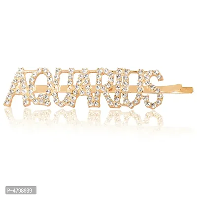 Women's Golden Metal Aquarius Hair Clip Pin