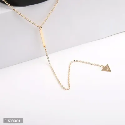 Stunning Gold Plated Triangle Y Shaped Pendant Necklace For Women-thumb3
