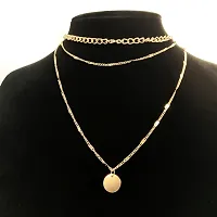 Gorgeous Gold Plated Triple Layered Funky Pendant Necklace For Women-thumb3