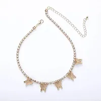 Gorgeous Gold Plated Diamond Studded Butterfly Choker Necklace For Women-thumb3