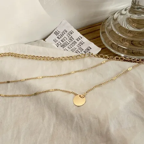 Gorgeous Gold Plated Triple Layered Chain Necklace
