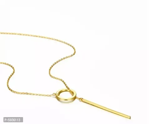 Stunning Gold Plated Line and Circle Y Shaped Necklace For Women-thumb3