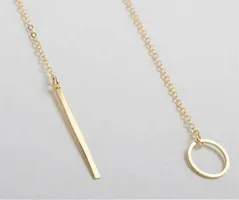 Stunning Gold Plated Line and Circle Y Shaped Necklace For Women-thumb3