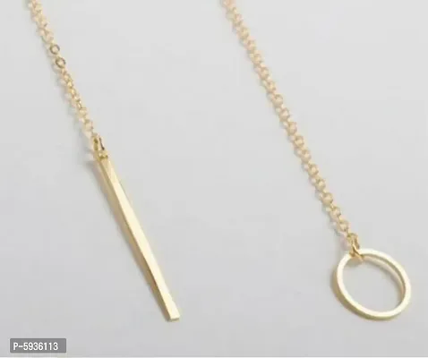 Stunning Gold Plated Line and Circle Y Shaped Necklace For Women-thumb4