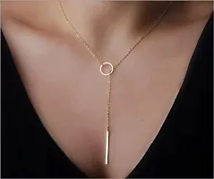 Stunning Gold Plated Line and Circle Y Shaped Necklace For Women-thumb1