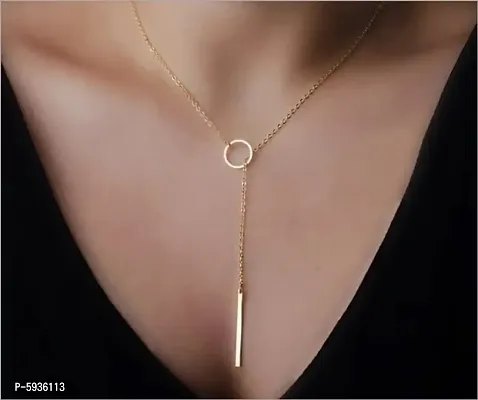 Stunning Gold Plated Line and Circle Y Shaped Necklace For Women-thumb2